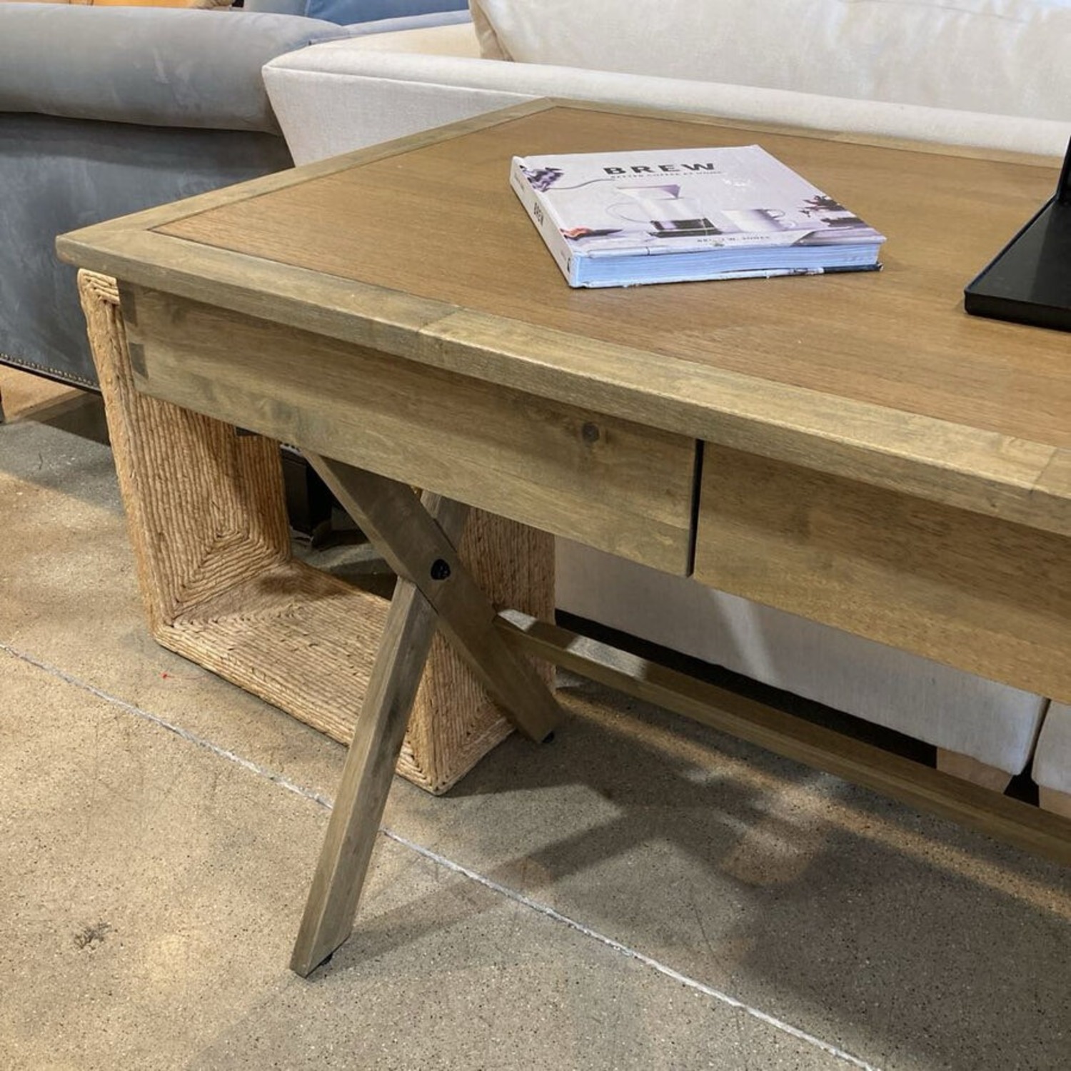 World Market Wood Campaign Desk Light Walnut - image-5