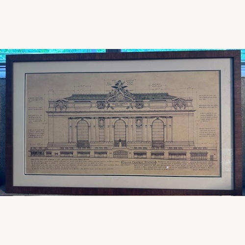 Used Grand Central Architectual Drawing Framed for sale on AptDeco