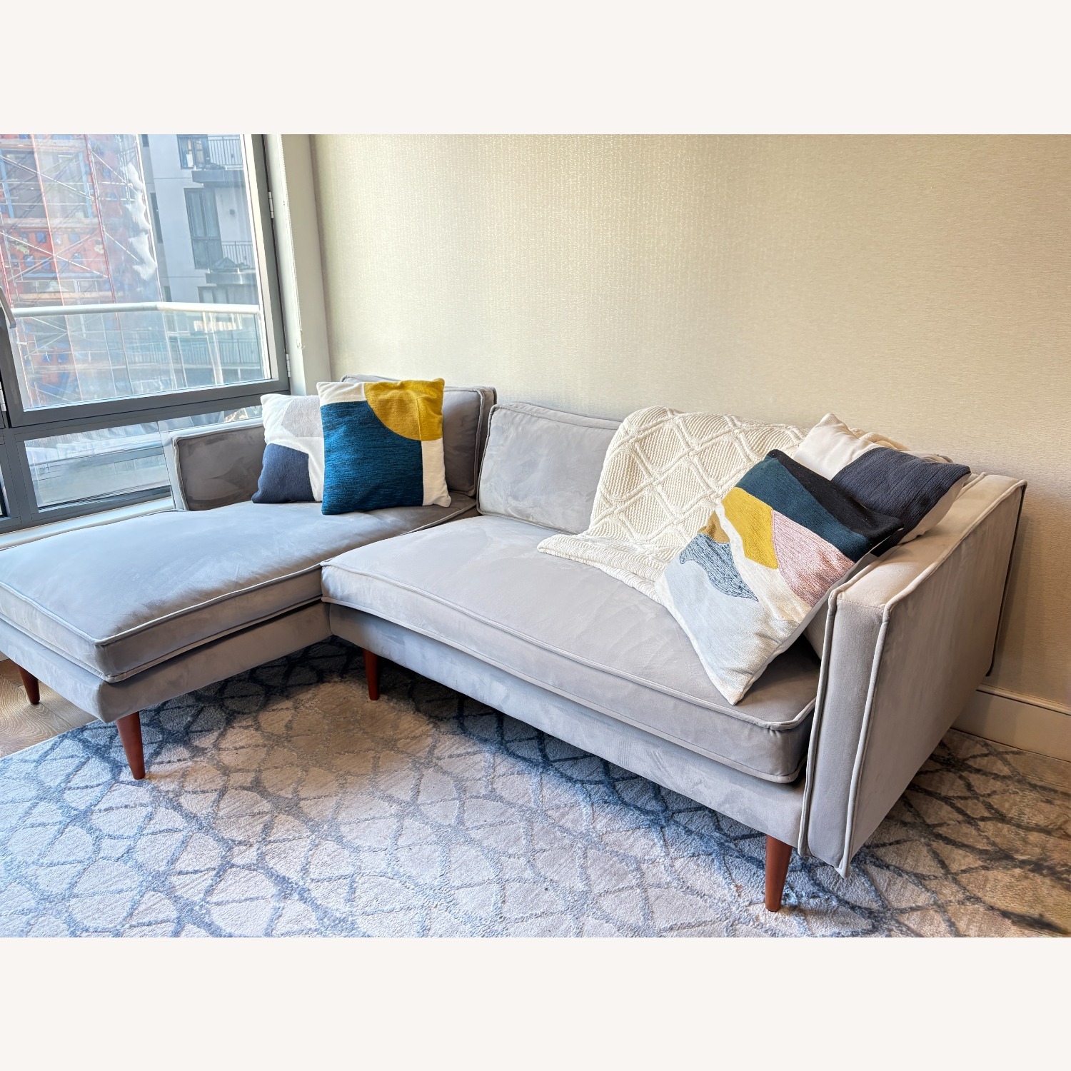 Joybird Serena Dark Gray Velvet 2 Piece Sectional - image-3