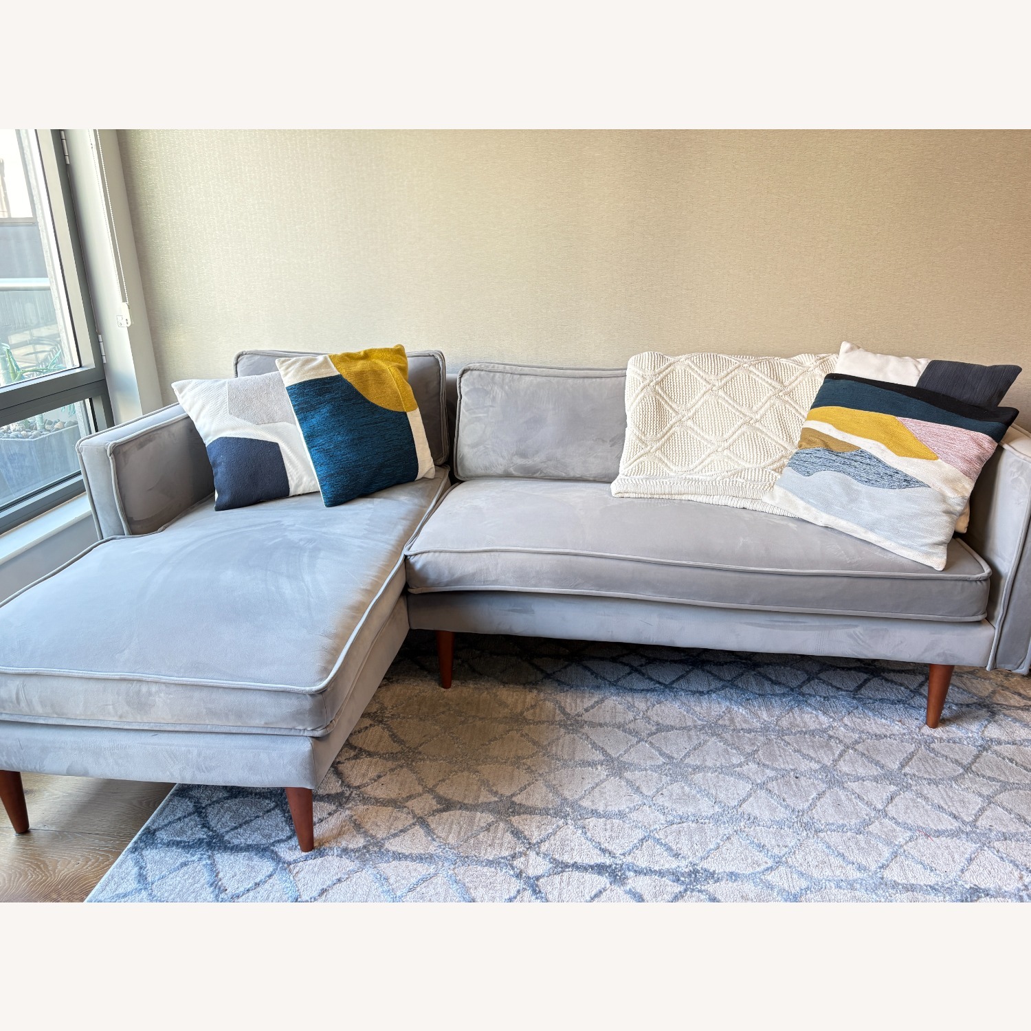 Joybird Serena Dark Gray Velvet 2 Piece Sectional - image-1