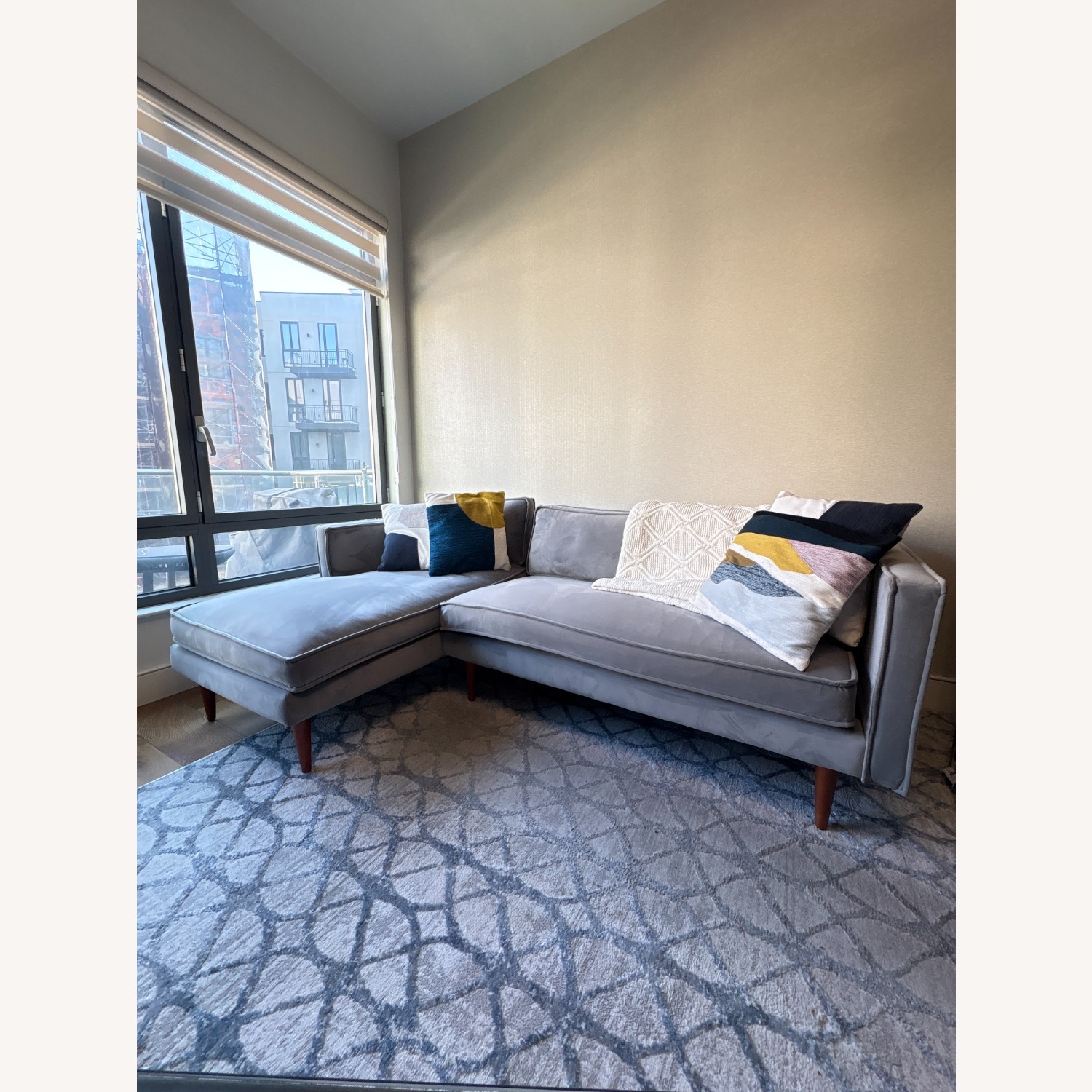 Joybird Serena Dark Gray Velvet 2 Piece Sectional - image-2