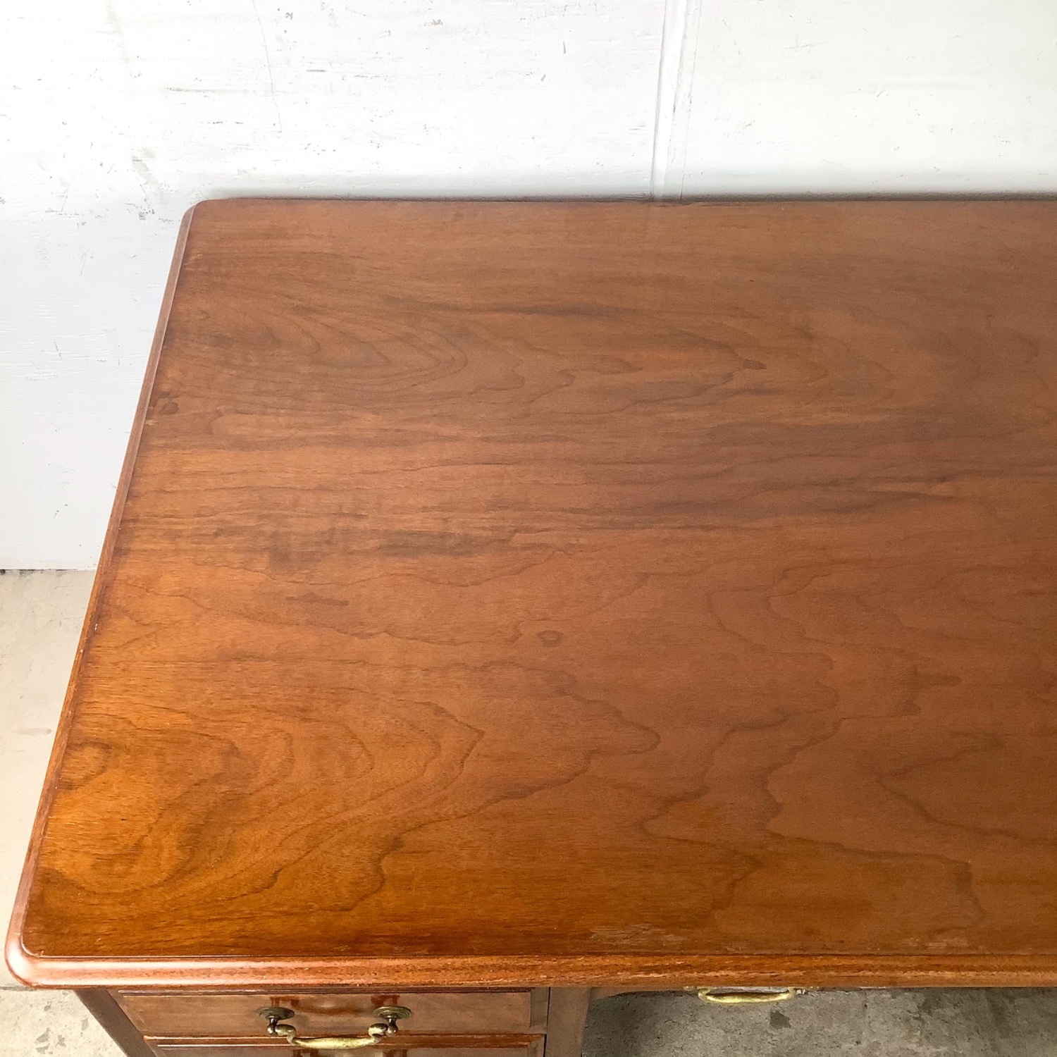 Antique Queen Anne Revival Kneehole Desk - image-14