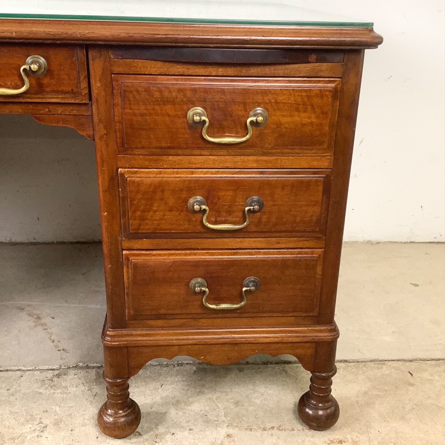 Antique Queen Anne Revival Kneehole Desk - image-4