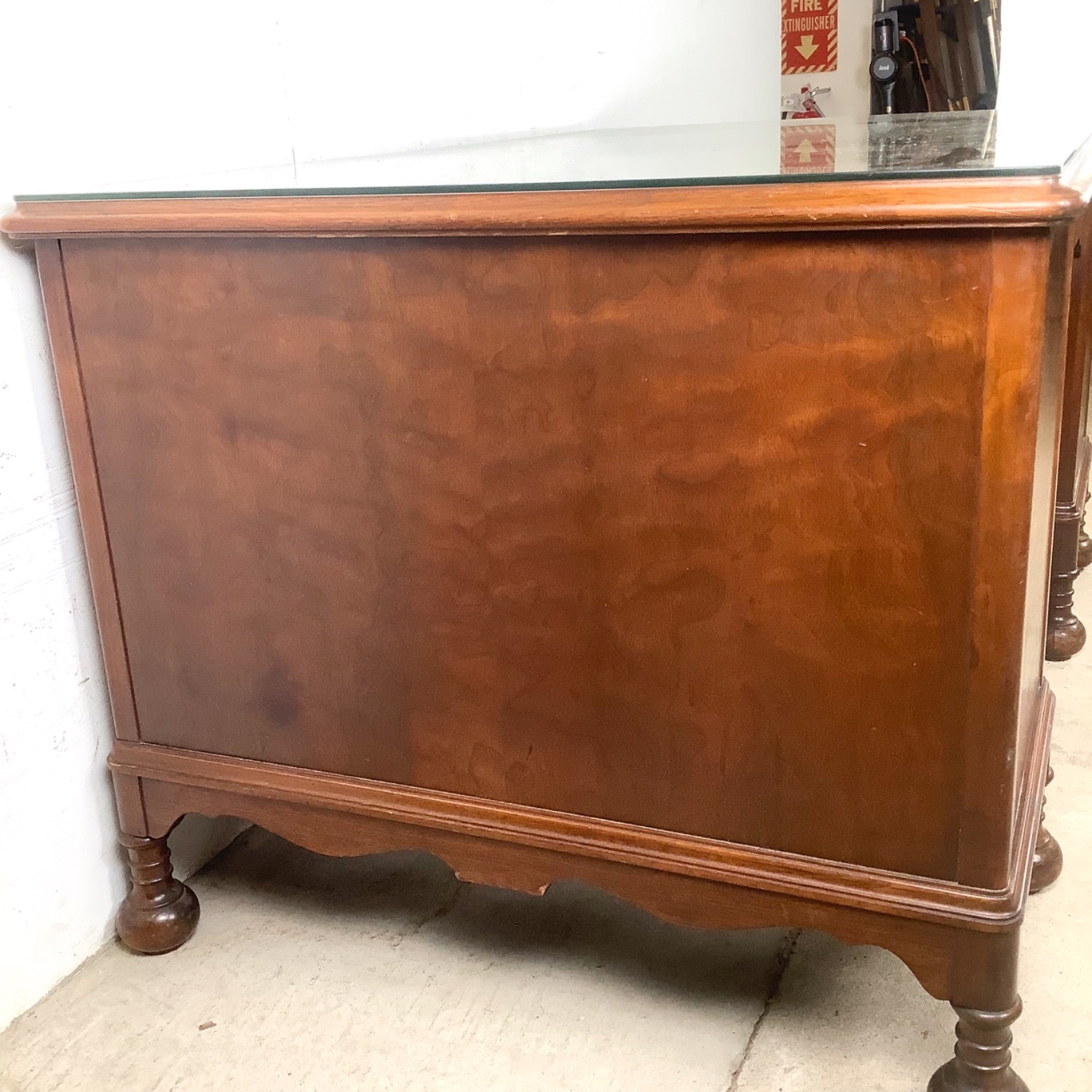 Antique Queen Anne Revival Kneehole Desk - image-5