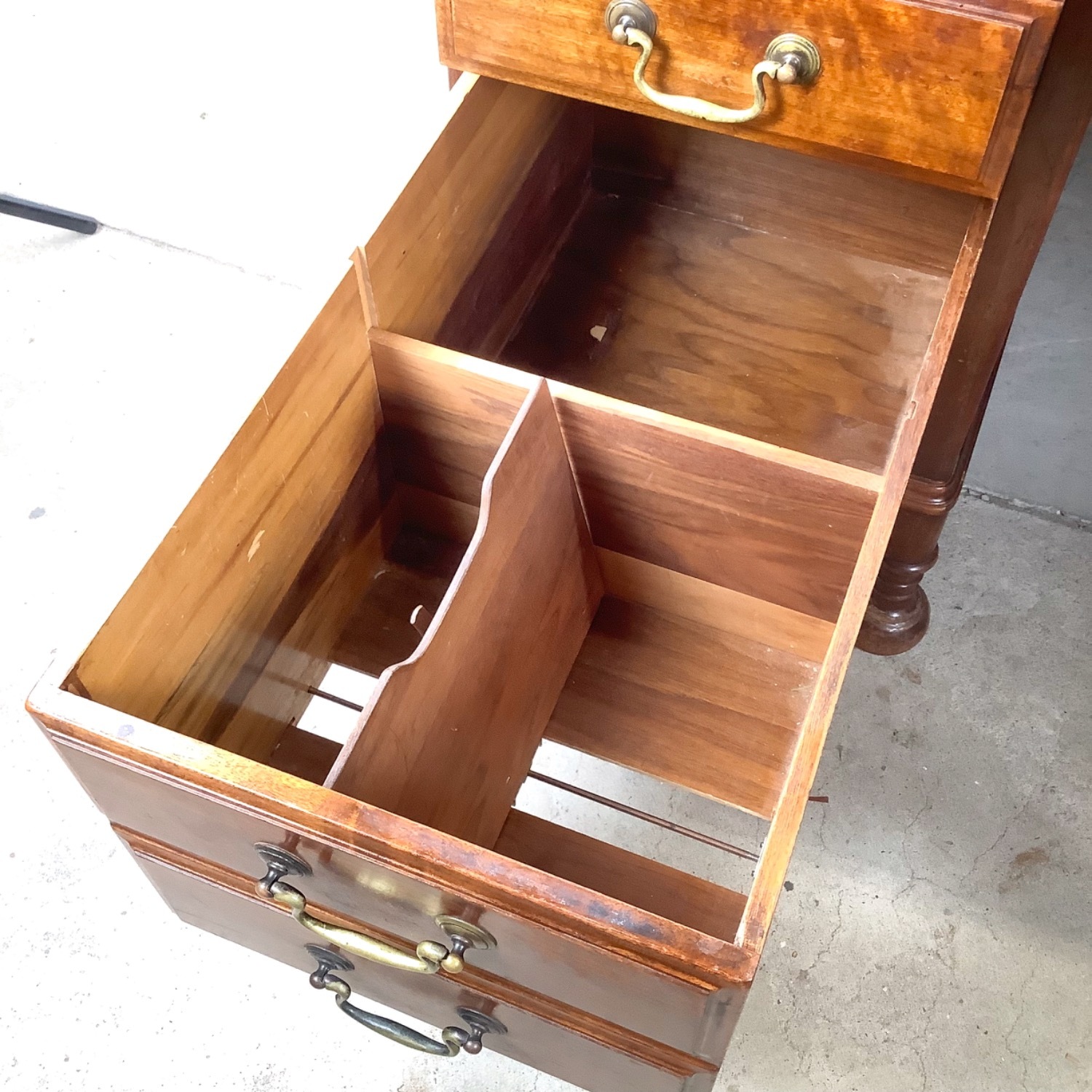 Antique Queen Anne Revival Kneehole Desk - image-25