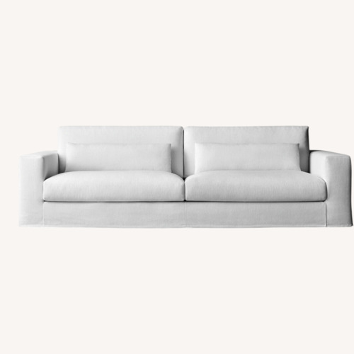 Used Restoration Hardware Belgian Track Arm White Fabric 2 Seater Sofa for sale on AptDeco