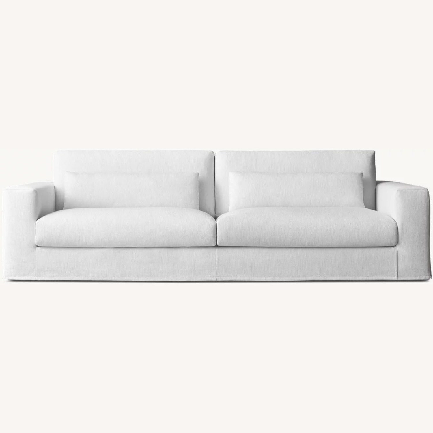 Restoration Hardware Belgian Track Arm White Fabric 2 Seater Sofa - image-4