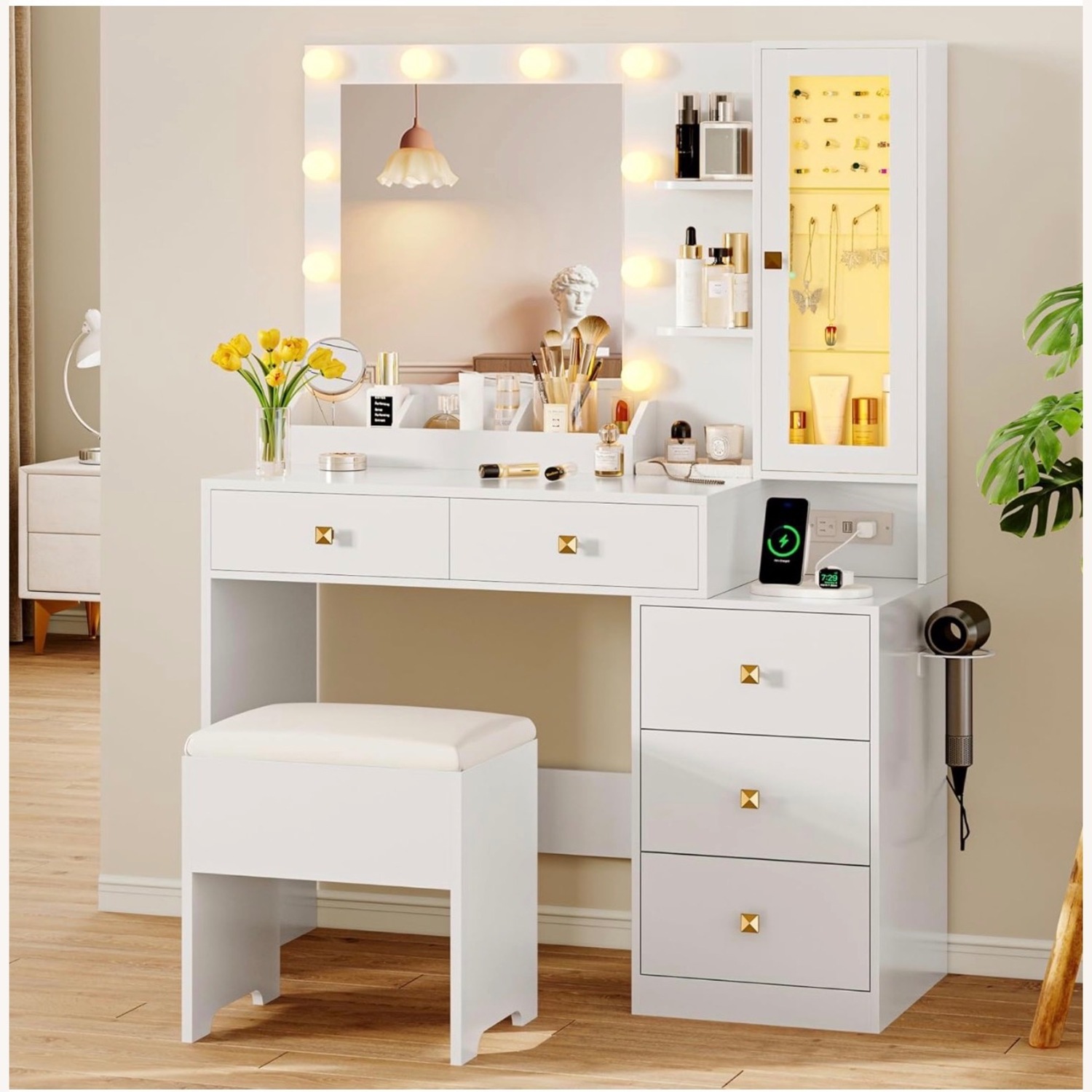 Vanity Desk with Mirror and Lights  - image-2