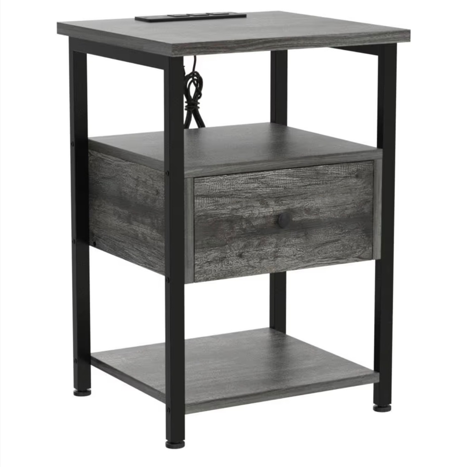 Vintage/Antique Light Gray Wood Side Tables - image-1