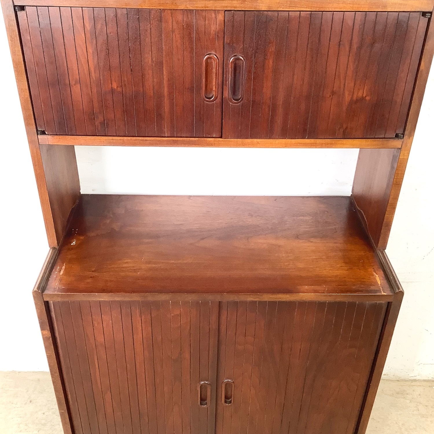 Vintage MCM Walnut Secretary Bookcase W Desk - image-15
