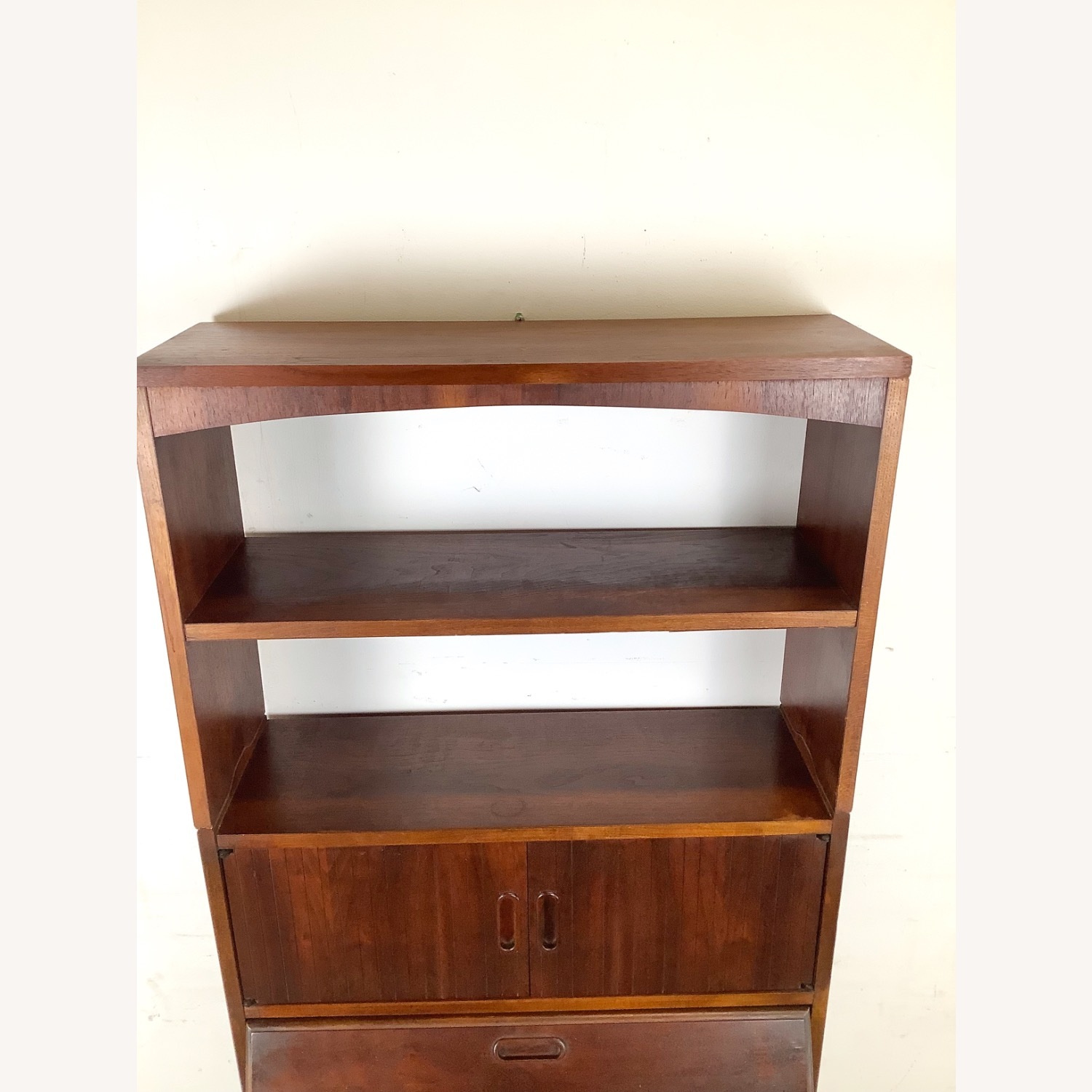 Vintage MCM Walnut Secretary Bookcase W Desk - image-5