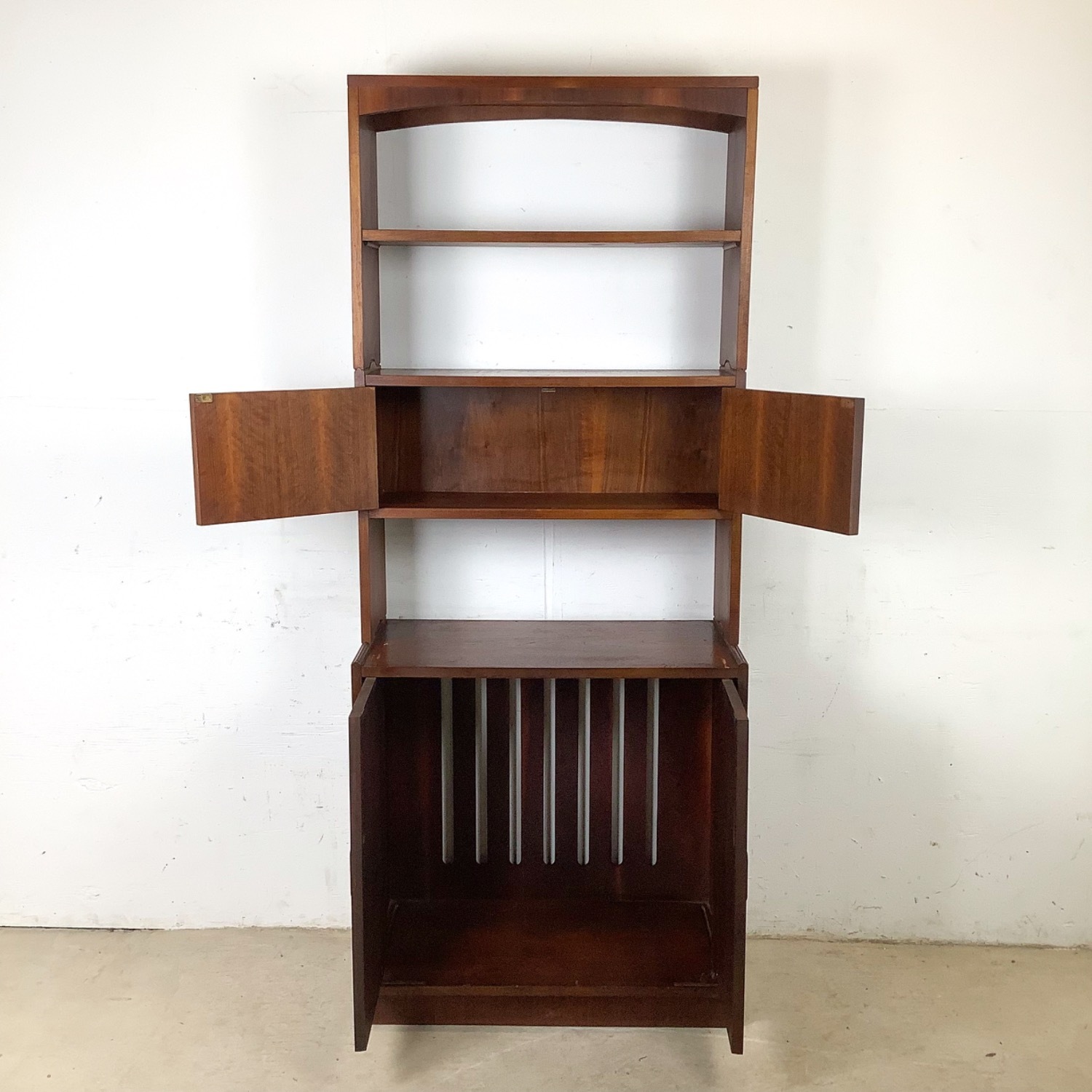 Vintage MCM Walnut Secretary Bookcase W Desk - image-16