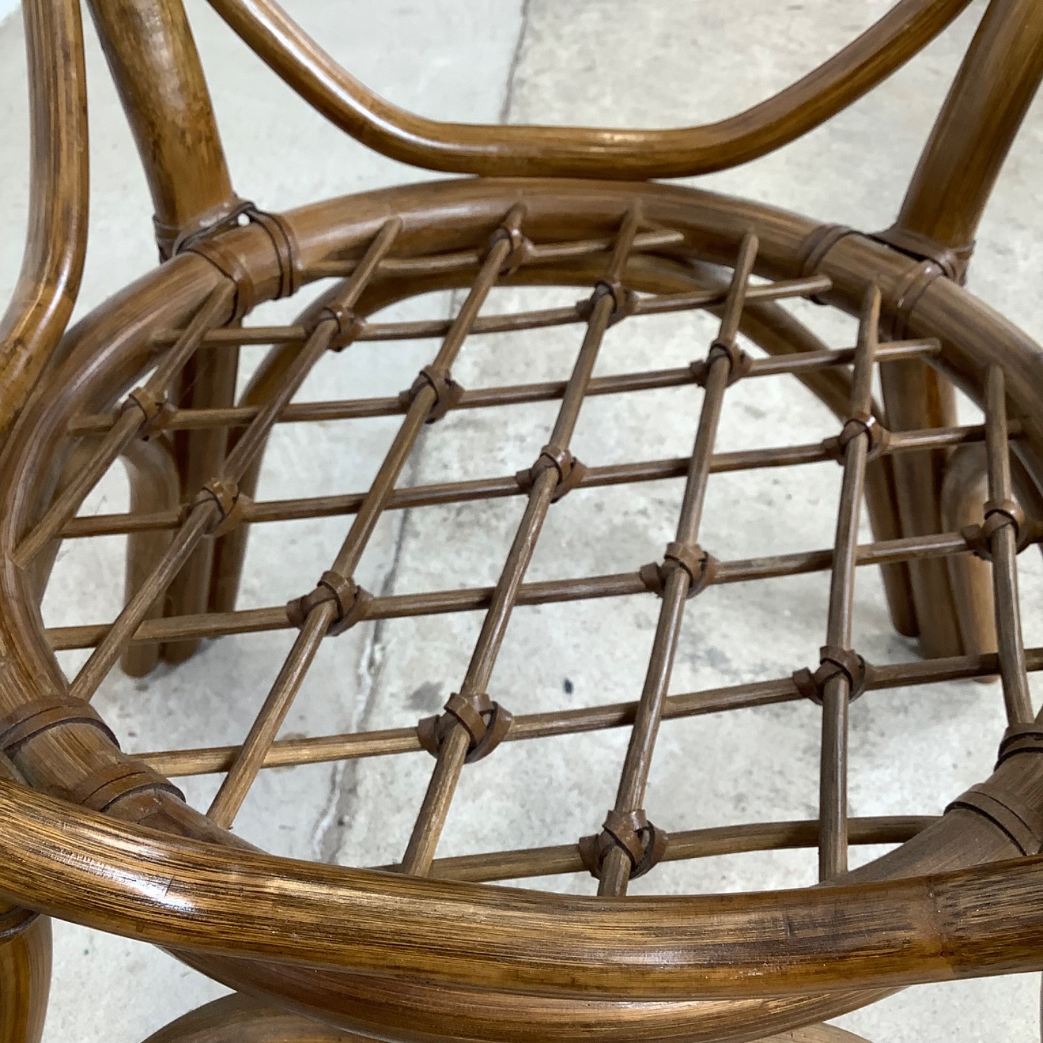 Vintage Rattan Dining Table W Glass Top - image-7