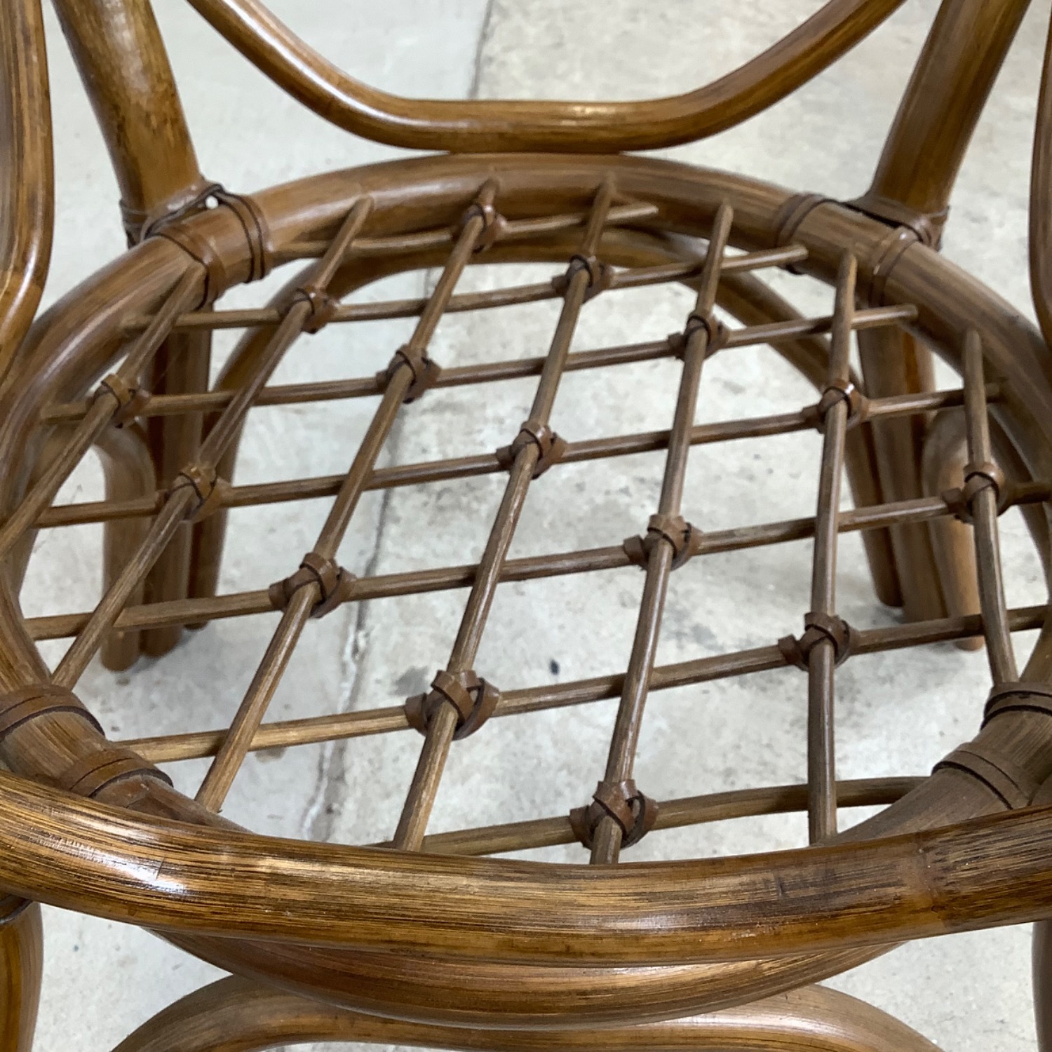 Vintage Rattan Dining Table W Glass Top - image-3
