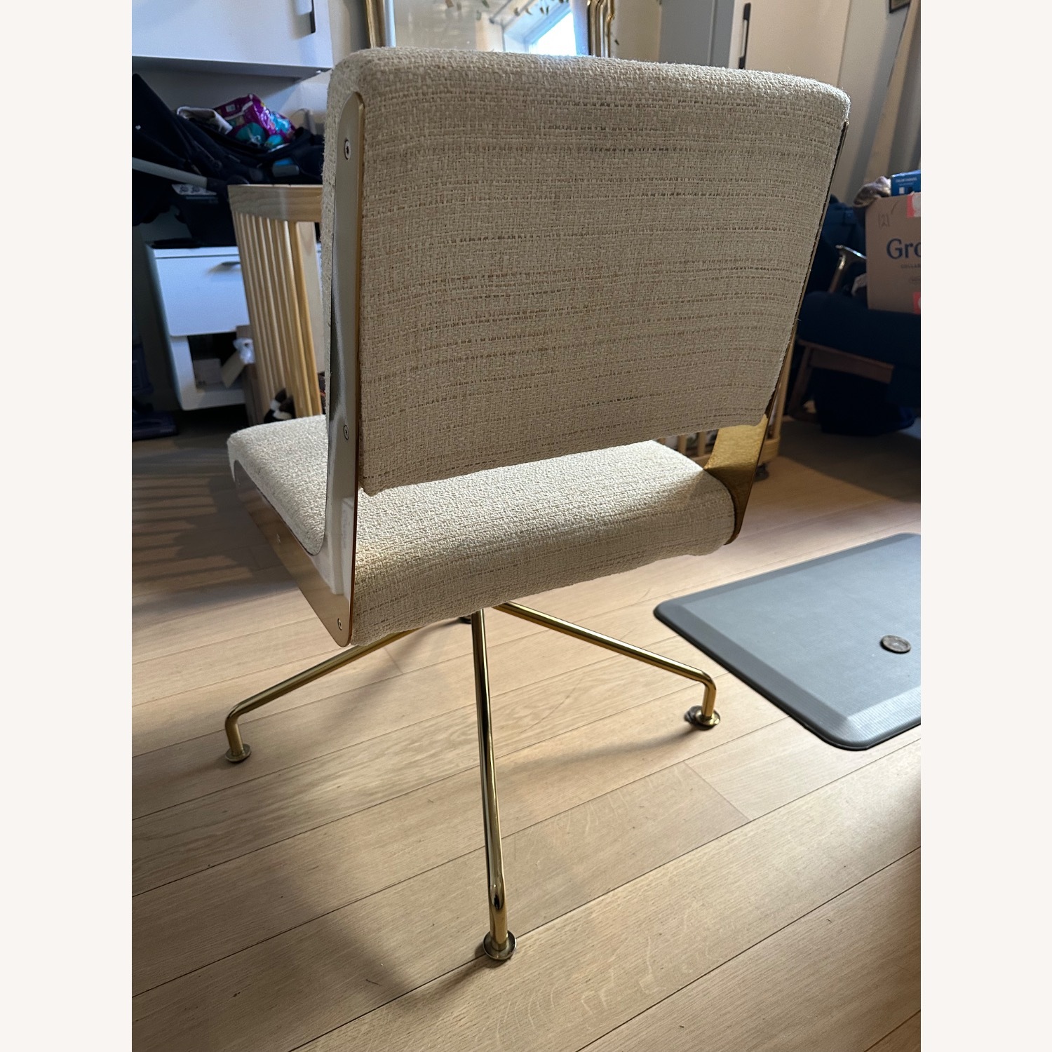 CB2 White Linen Rue Cambon Office Chair - image-3