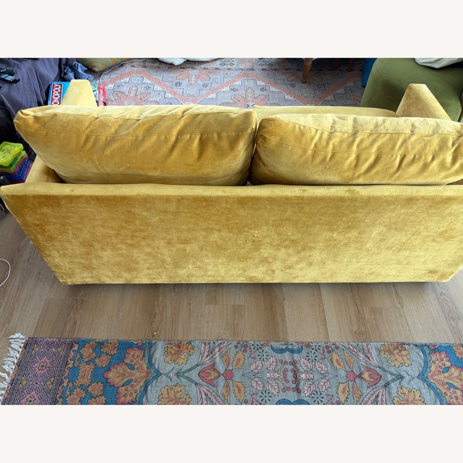 ABC Carpet and Home Yellow Velvet 3+ Seater Sofa - image-5