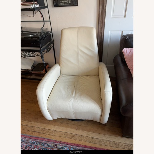 Used EQ3 Karbon White Leather Recliner for sale on AptDeco