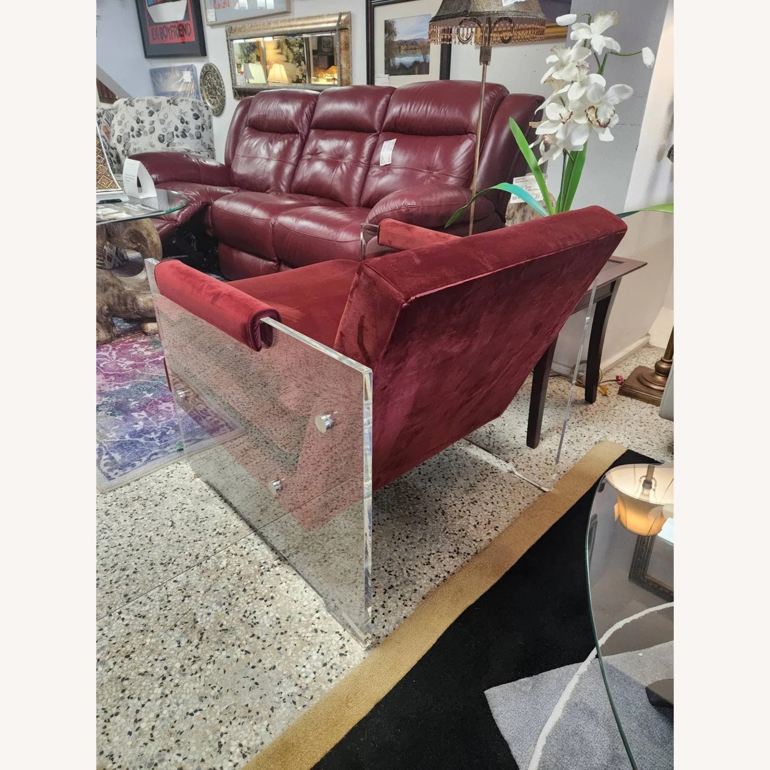 TOV Furniture Red Velvet Accent Chair - image-1