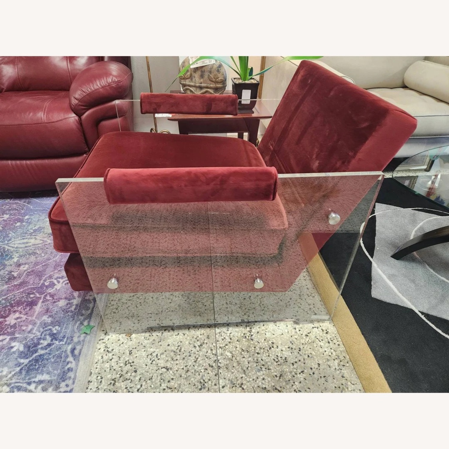 TOV Furniture Red Velvet Accent Chair - image-4