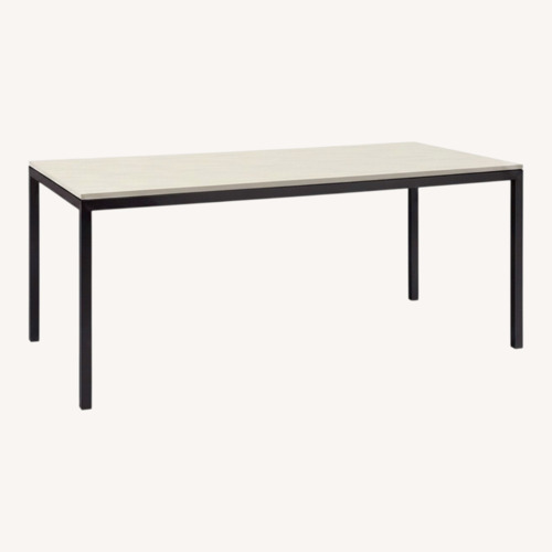 Used Room & Board Parsons Ecru Quartz Dining Table for sale on AptDeco