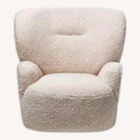 Loll Designs White Boucle Swivel Armchair