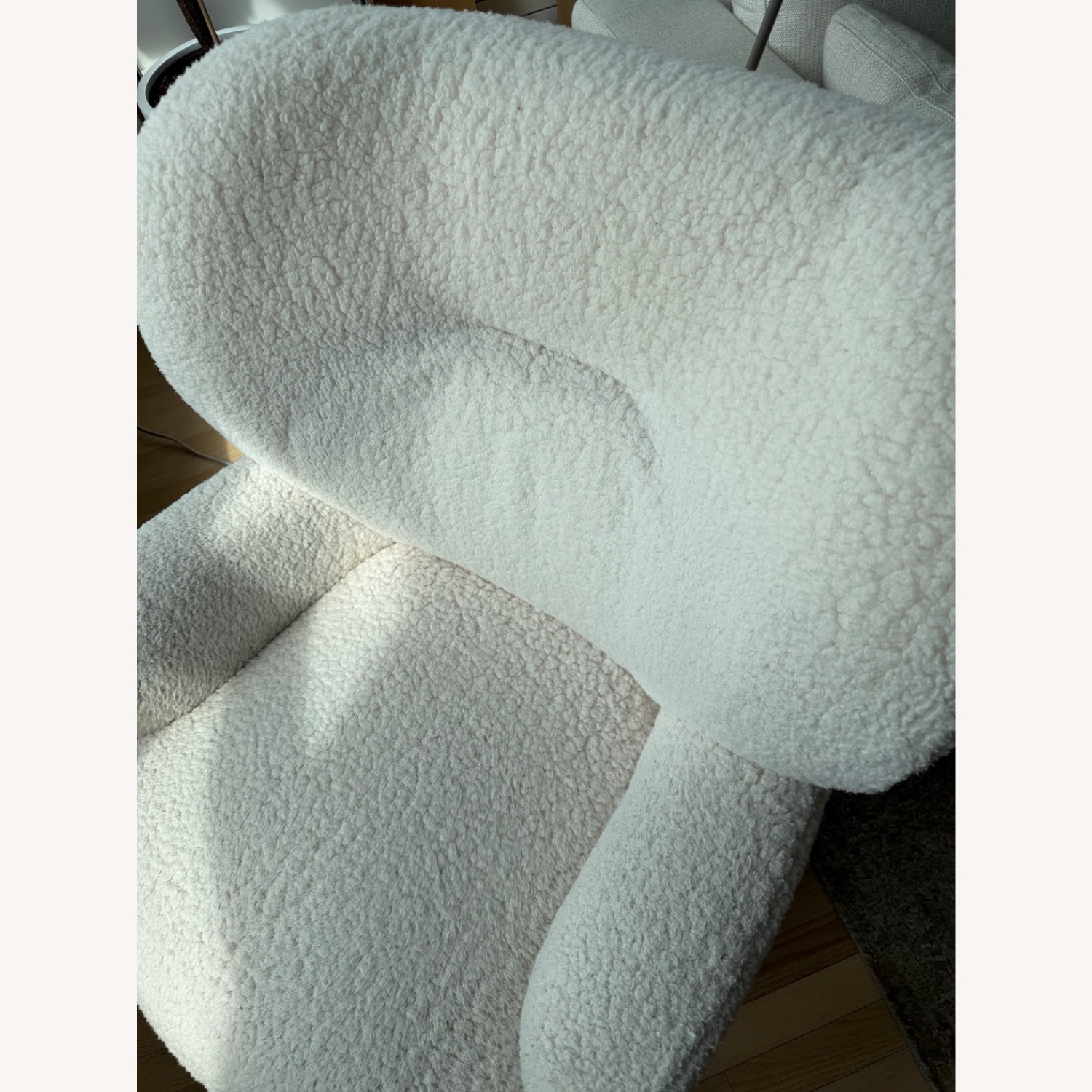 Loll Designs White Boucle Swivel Armchair - image-2