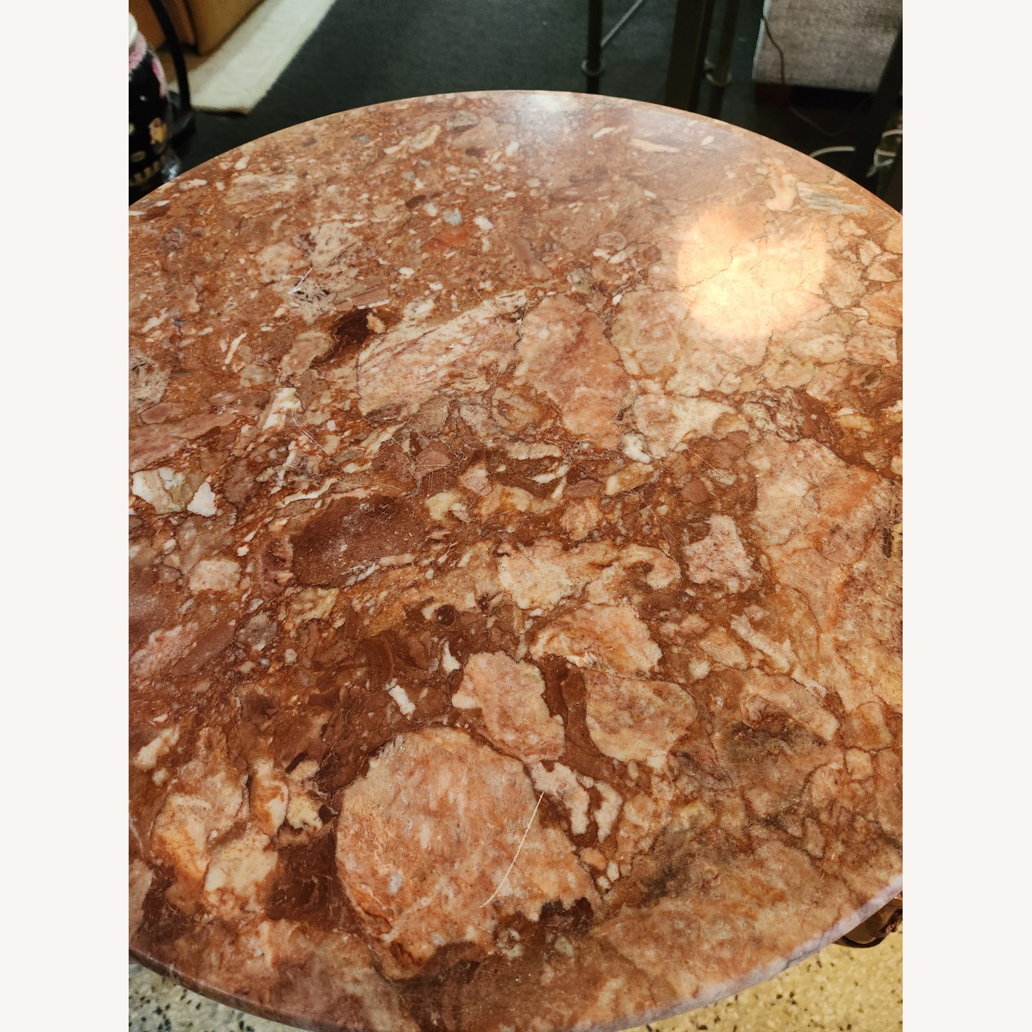 Pink Hue Stone Top Wood Base Side Table - image-8