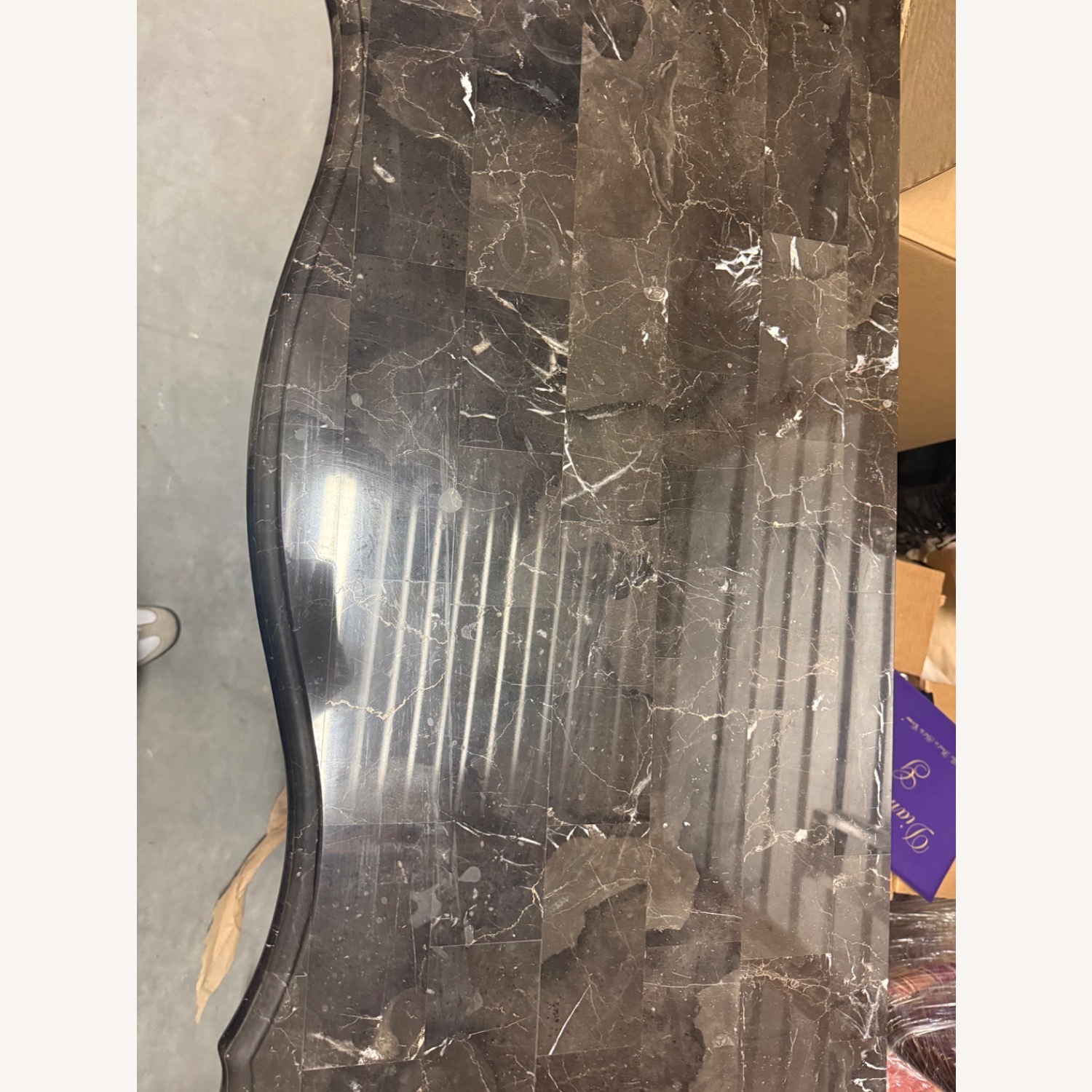 Havertys Dark Brown Wood Nightstand (Marble Top) - image-4