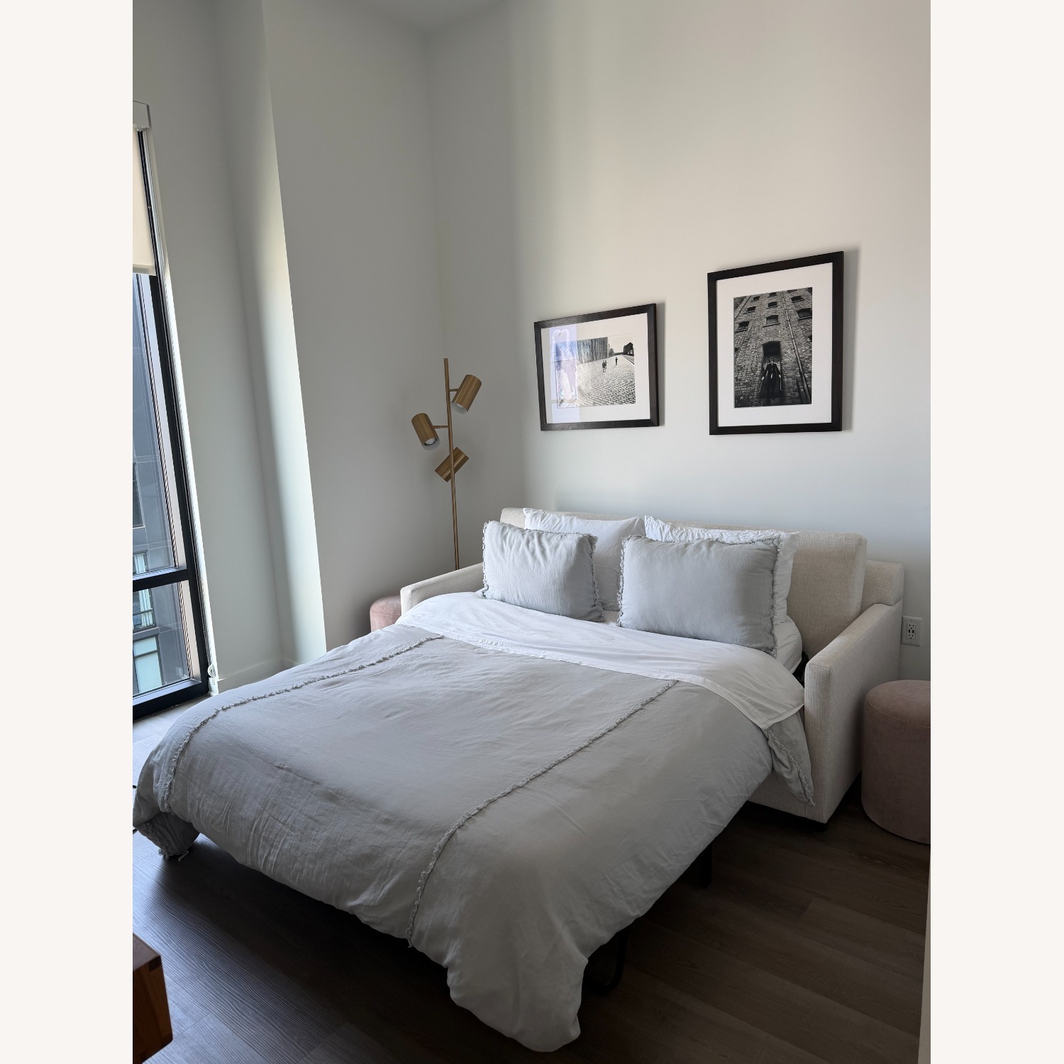 West Elm Natural Fabric Sleeper Sofa - image-5