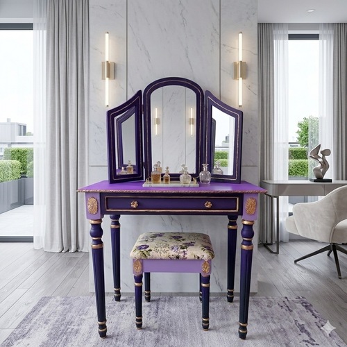 Used Vanity Table W Mirror & Ottoman for sale on AptDeco