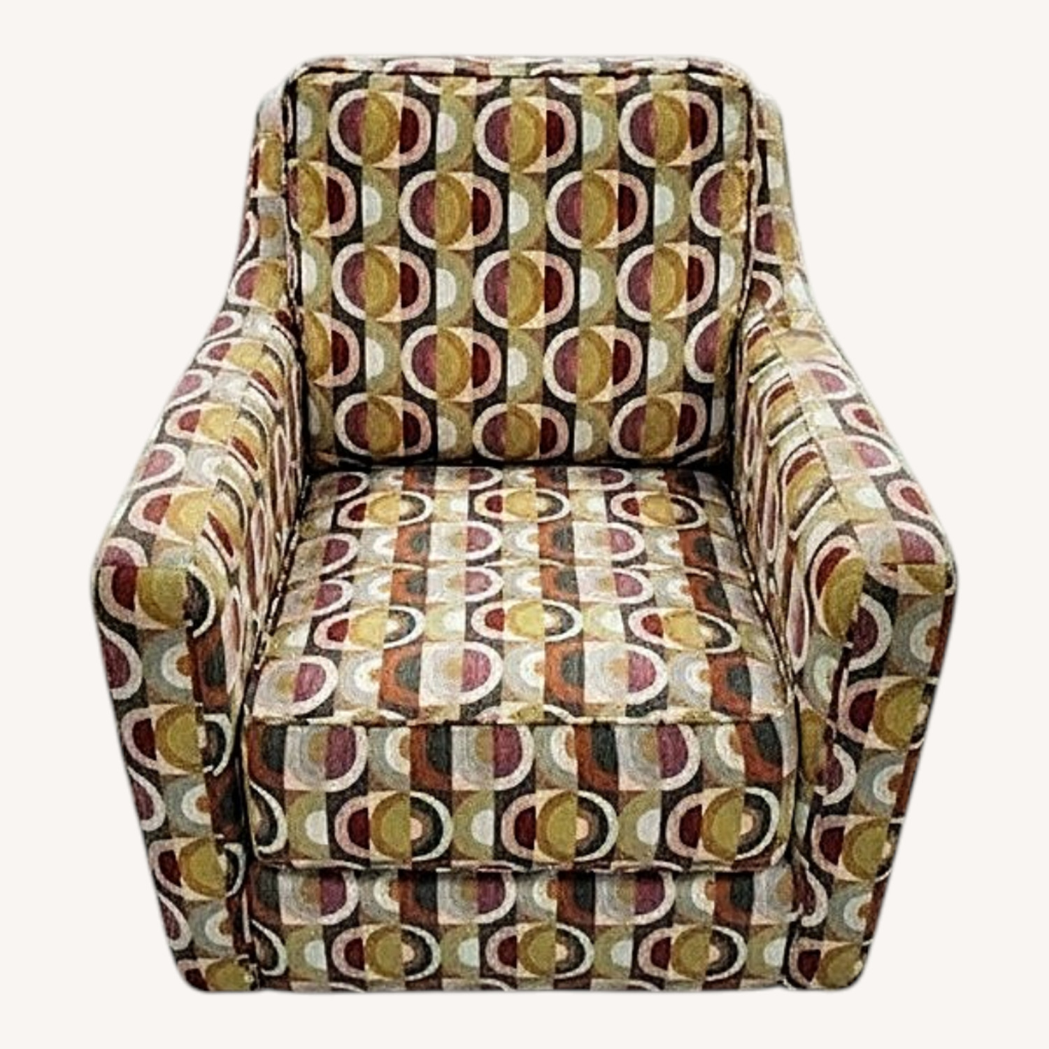 Set of 2 Multi Color Pattern Swivel Arm Chairs - image-0