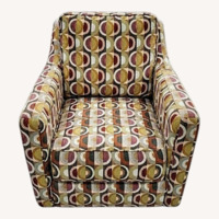 Set of 2 Multi Color Pattern Swivel Arm Chairs