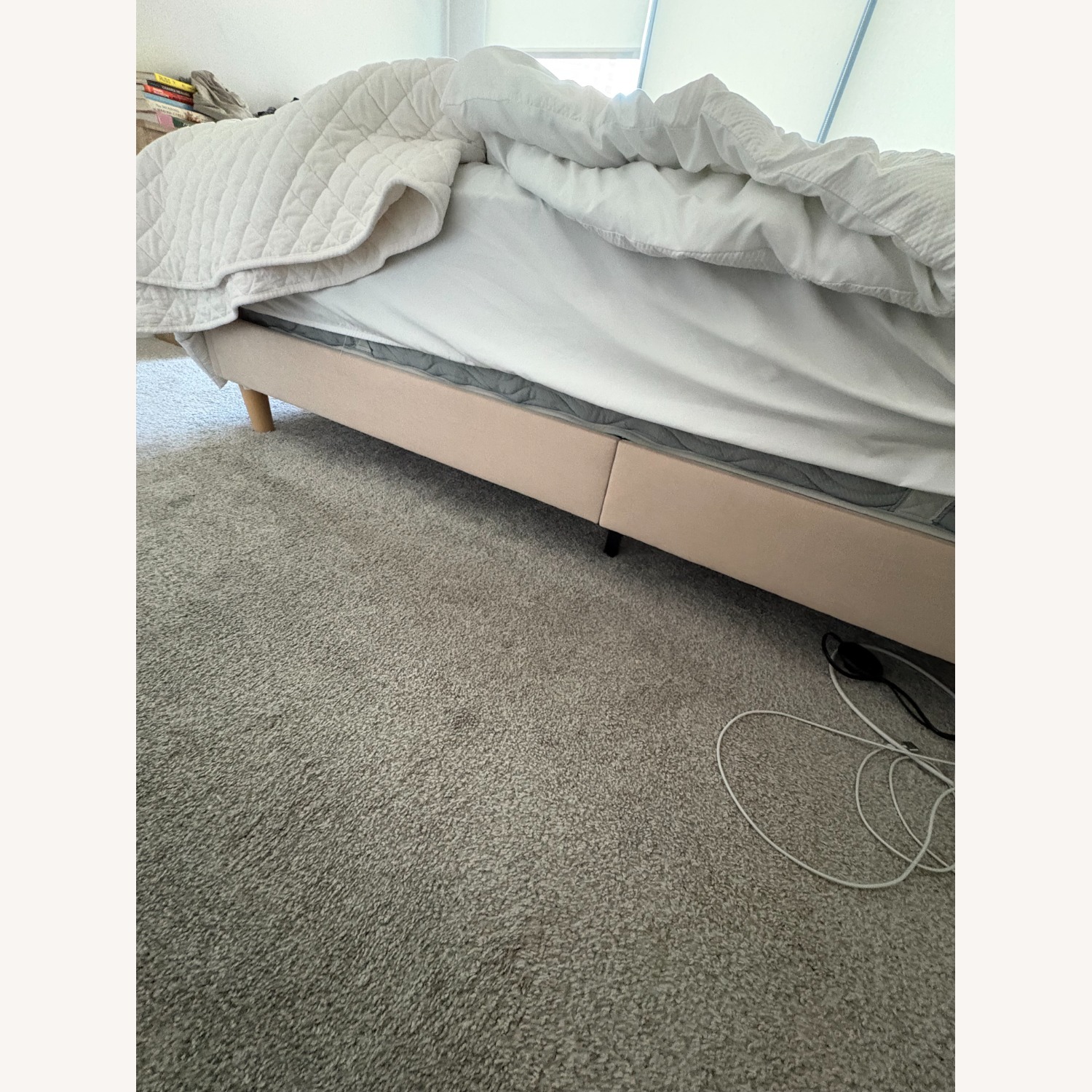 Cream Wood Queen Bed - image-4