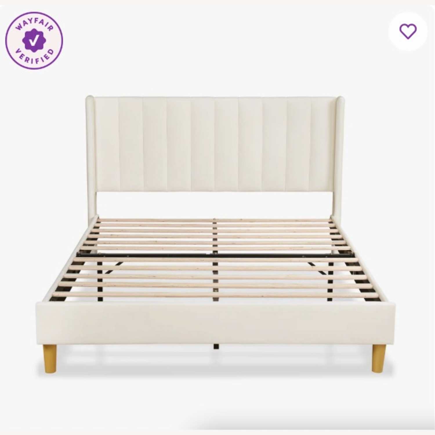 Cream Wood Queen Bed - image-2