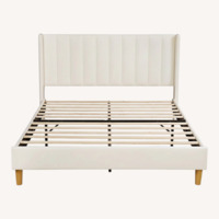 Cream Wood Queen Bed