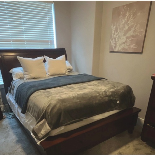 Used Queen Wood Sleigh with Headboard & Drawers for sale on AptDeco