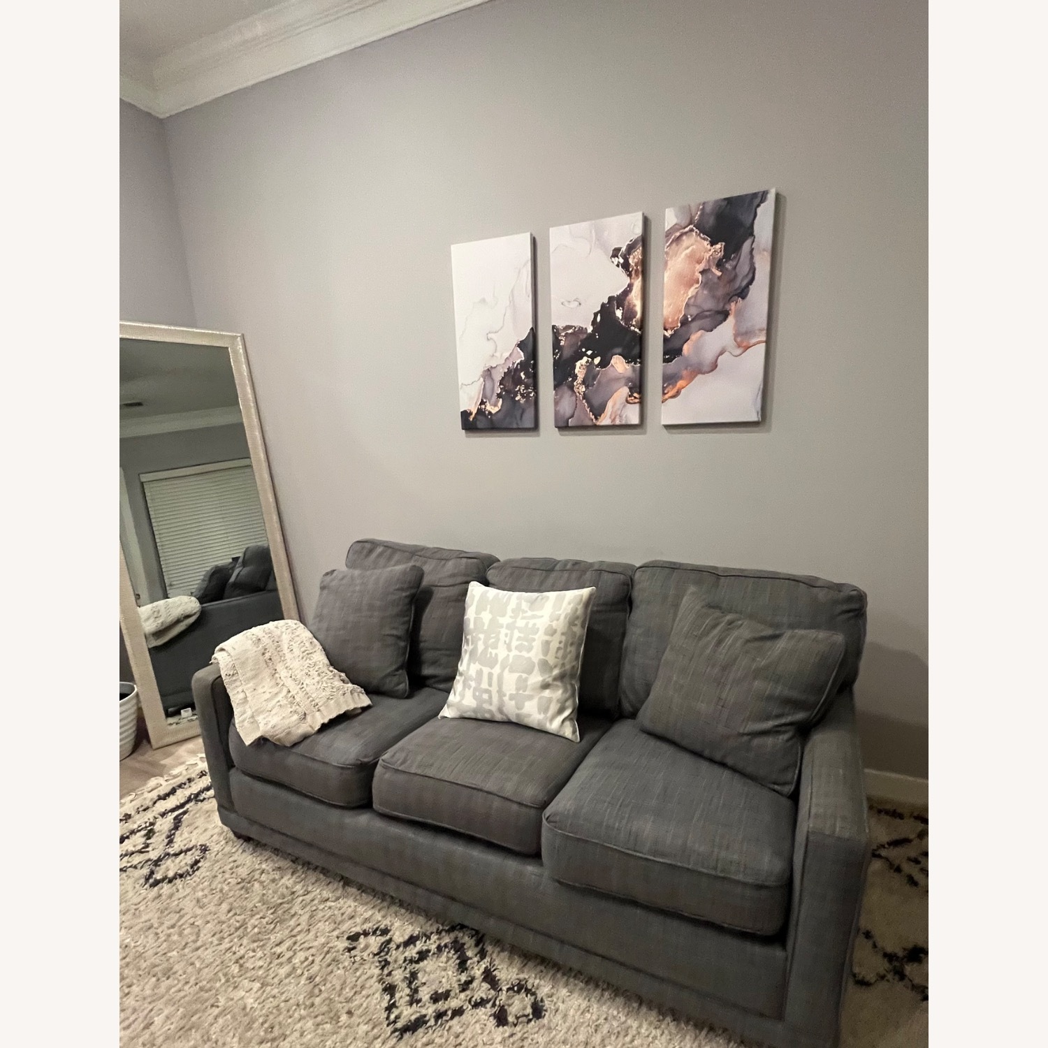 Lazboy Dark Gray Fabric 3+ Seater Sofa - image-3