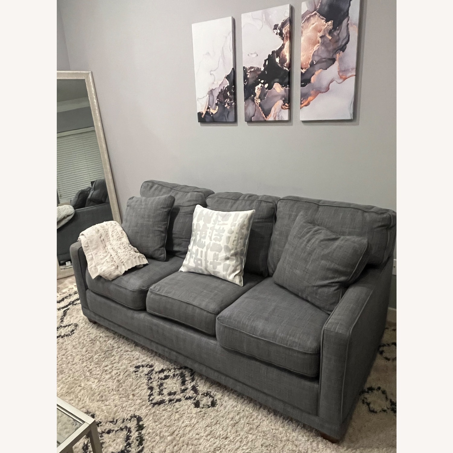Lazboy Dark Gray Fabric 3+ Seater Sofa - image-1
