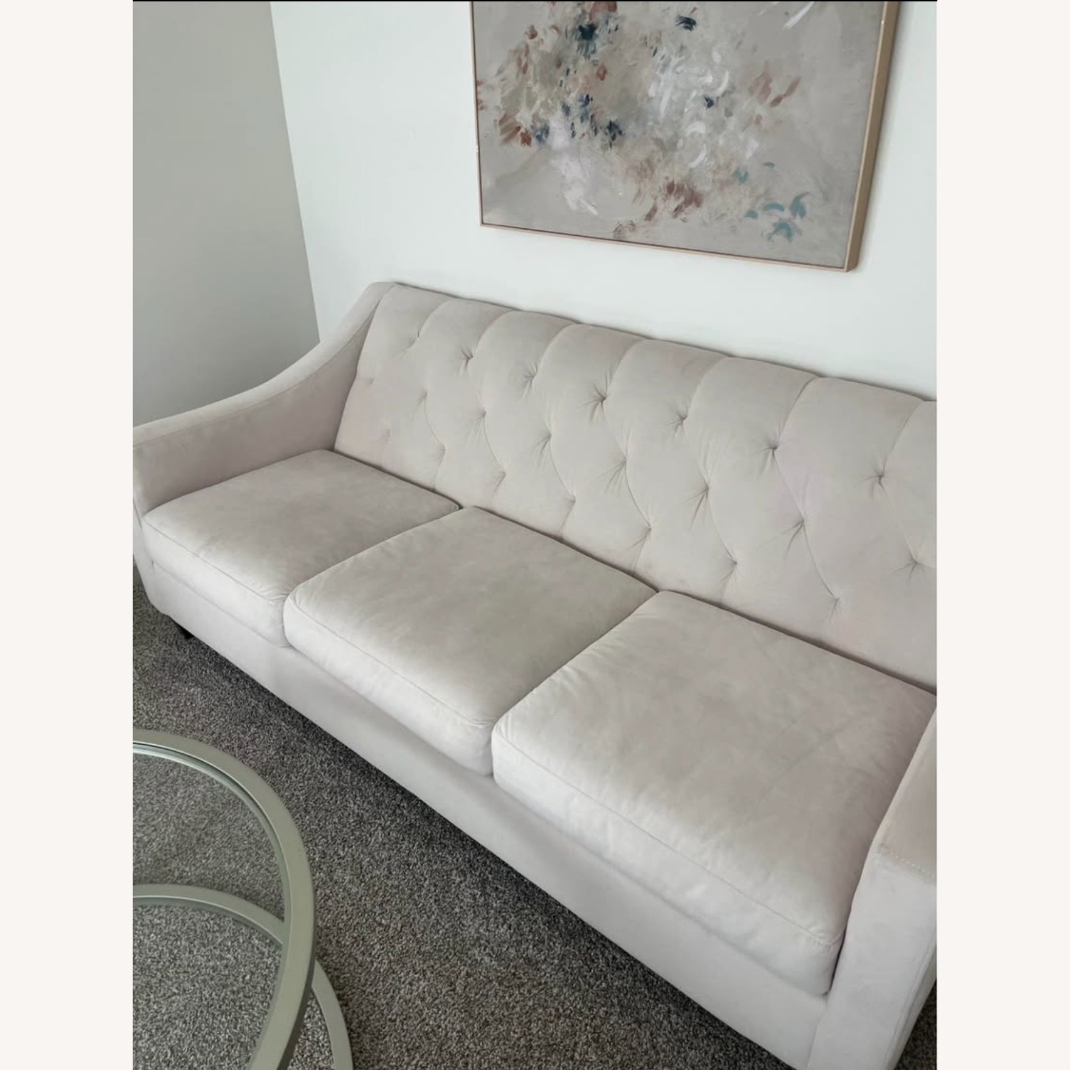 Macy's Cream Velvet Couch - image-2
