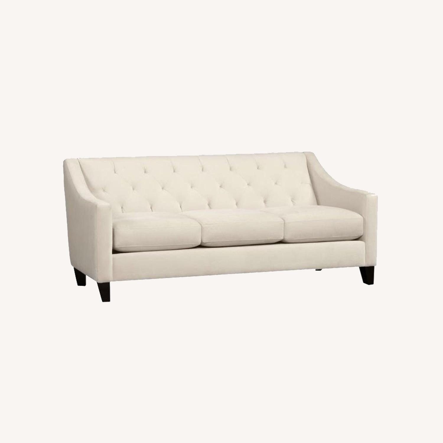 Macy's Cream Velvet Couch - image-4