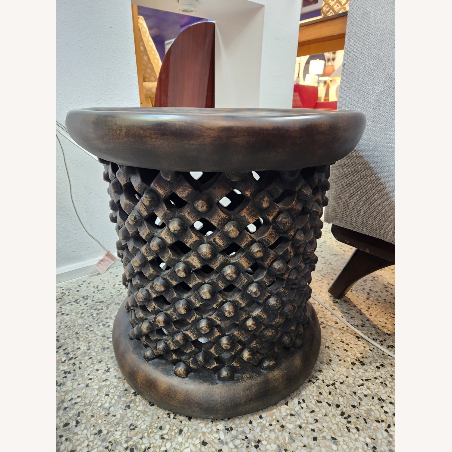 Restoration Hardware Dark Gray Side Table - image-2