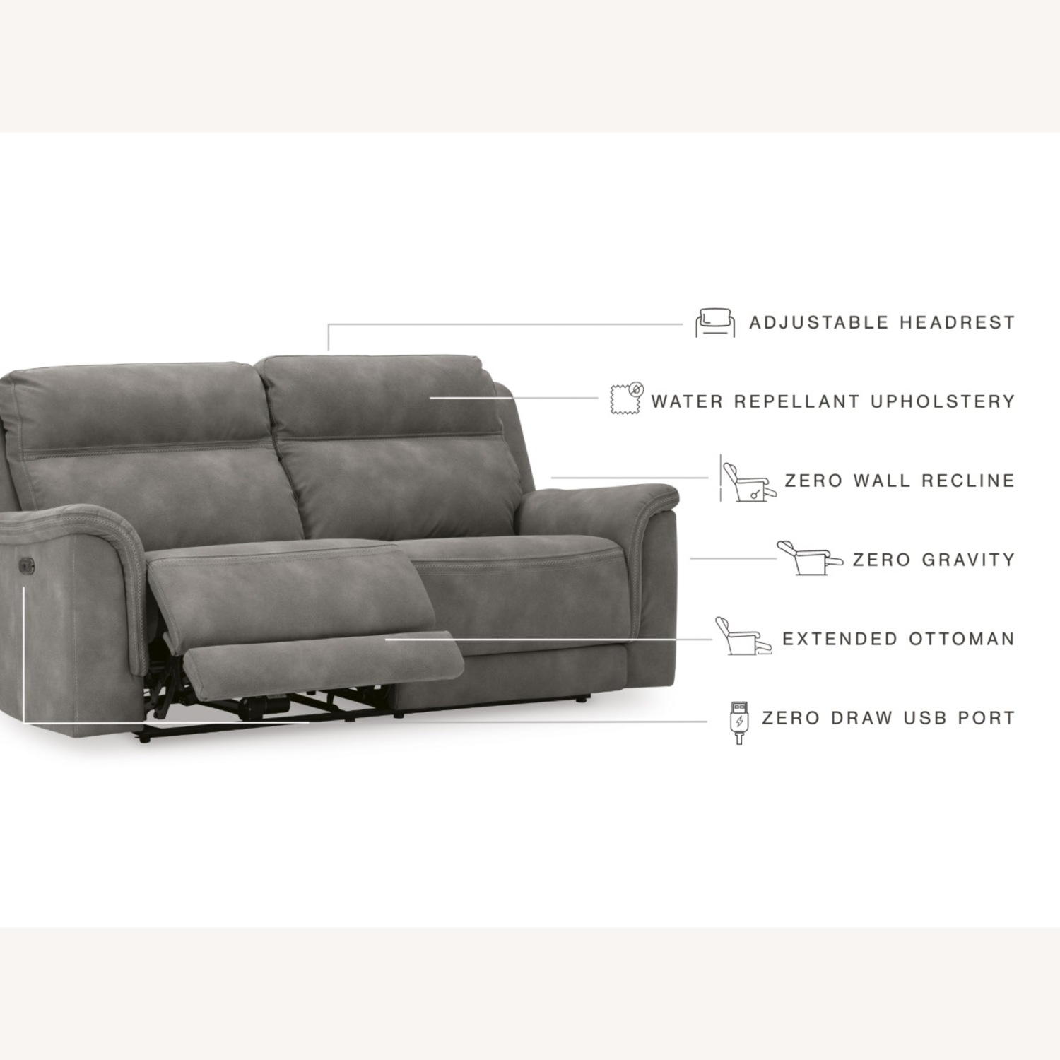 Ashley Furniture Light Gray 2 Seater Sofa - image-4