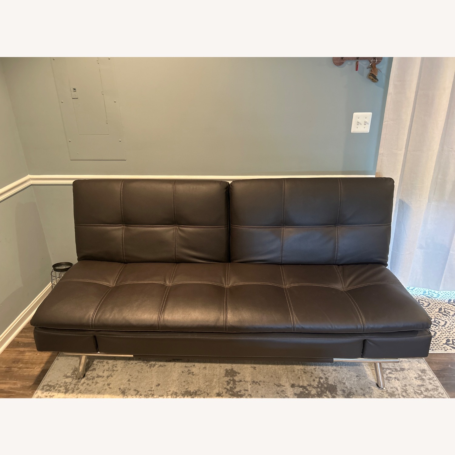Wayfair Dark Brown Leather Sleeper Sofa - image-1