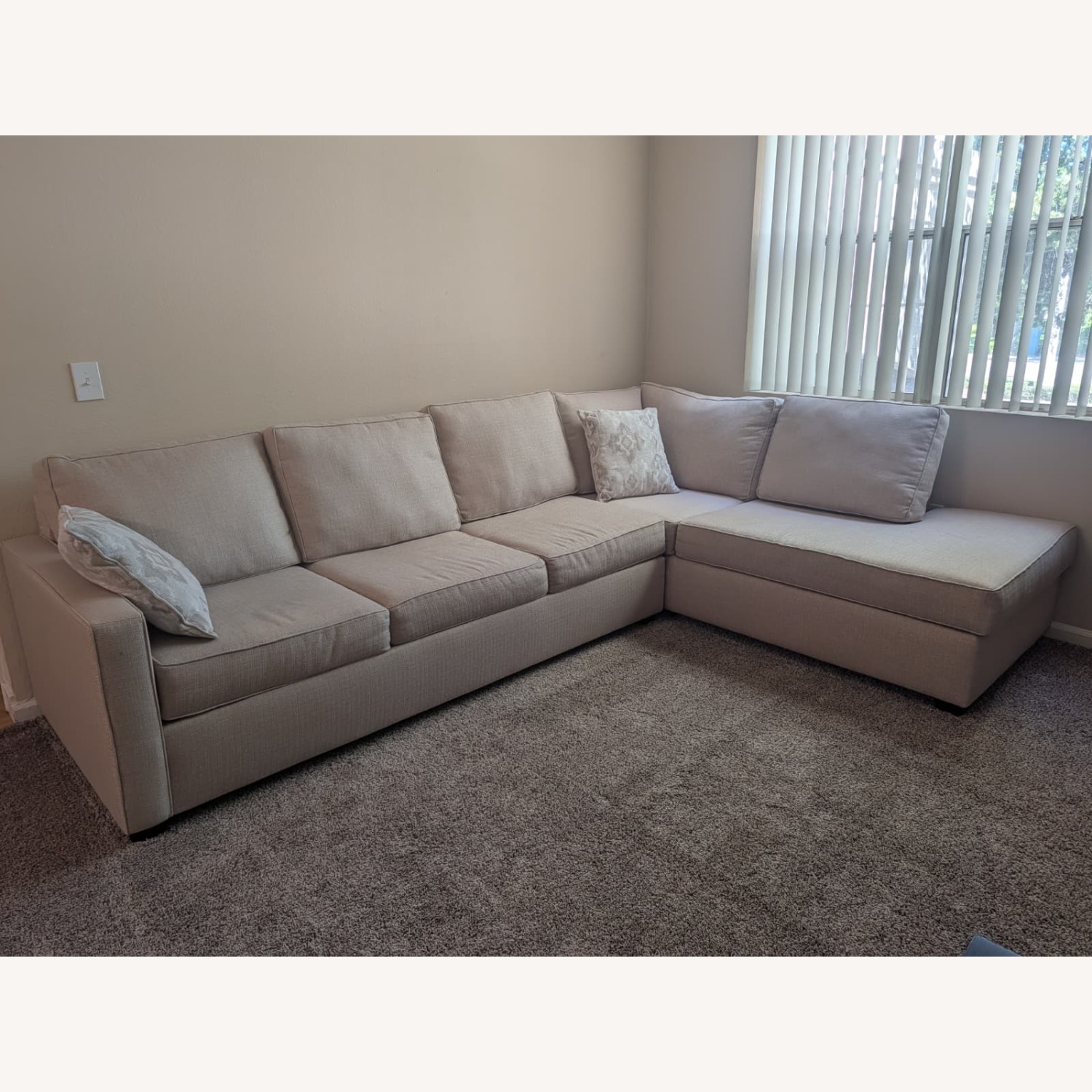 Mathers Cream Beige White Fabric 125" 2 Piece L-Shaped Sectional - image-4