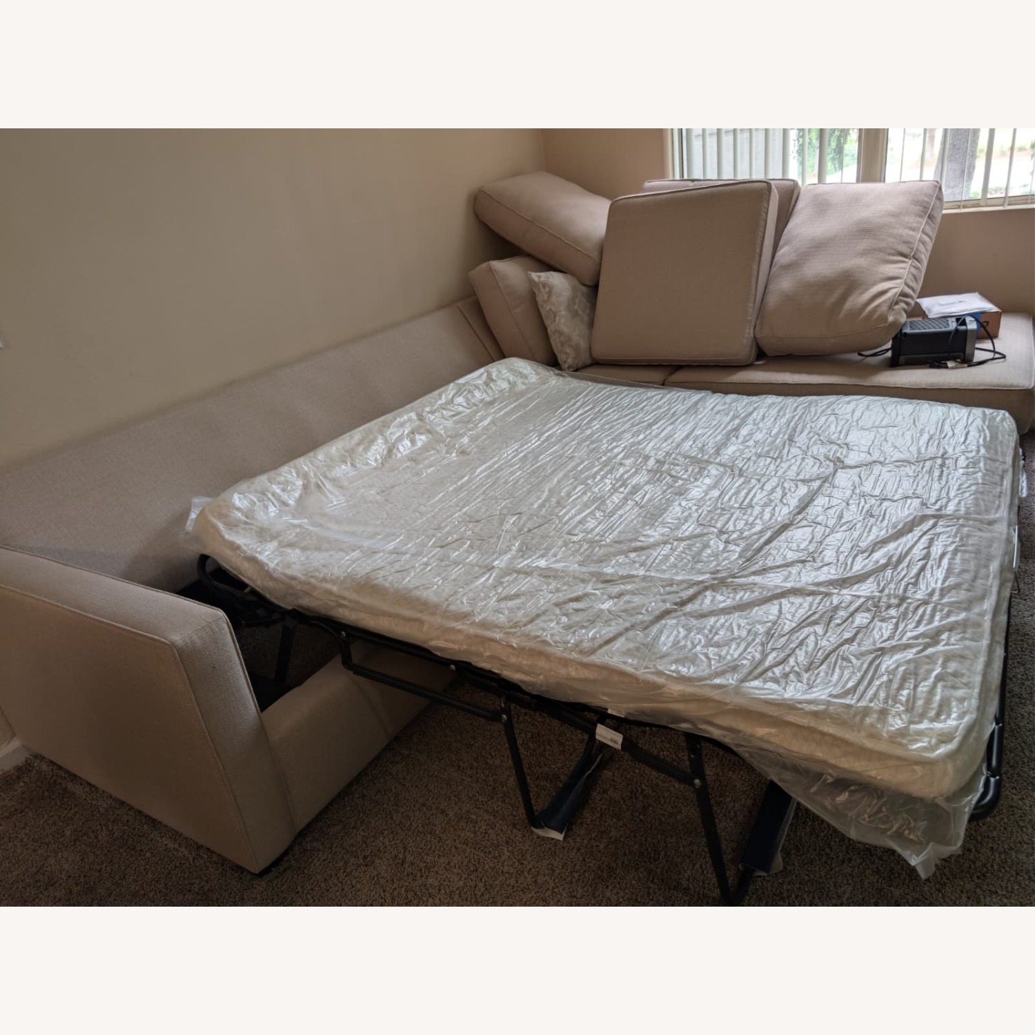 Mathers Cream Beige White Fabric 125" 2 Piece L-Shaped Sectional - image-2