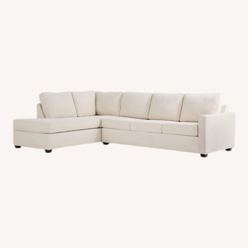 Used Mathers Cream Beige White Fabric 125" 2 Piece L-Shaped Sectional for sale on AptDeco