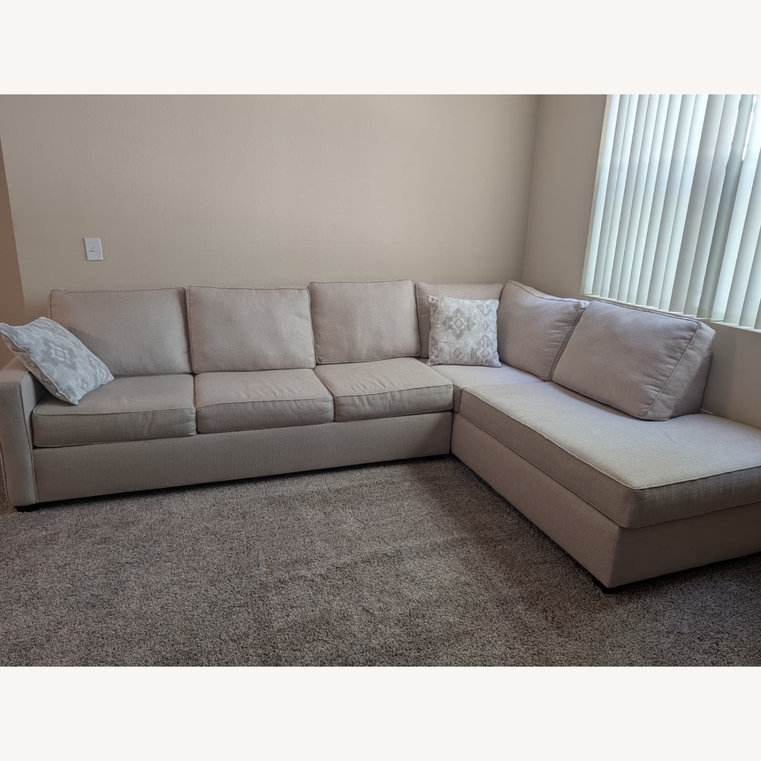 Mathers Cream Beige White Fabric 125" 2 Piece L-Shaped Sectional - image-3