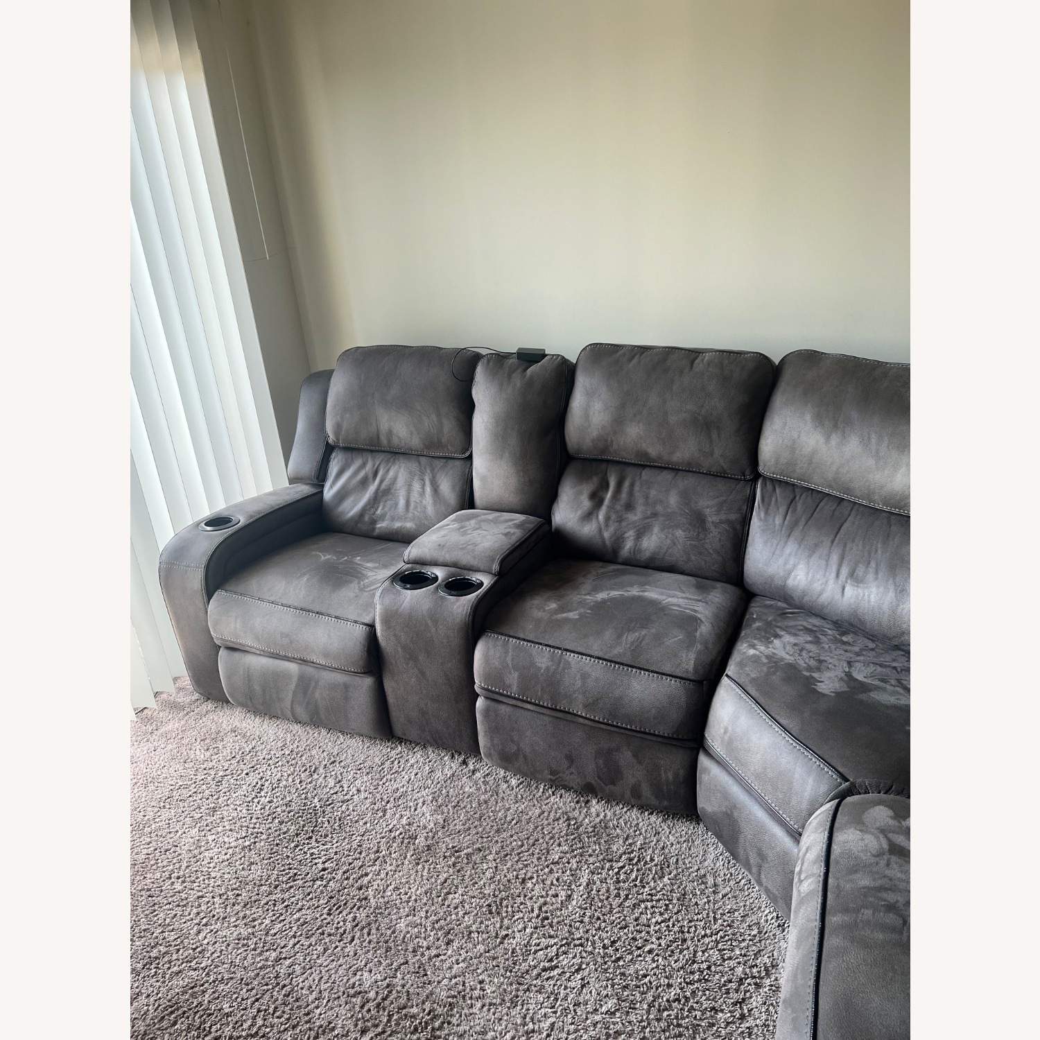 Light Gray Fabric 3+ Piece Sectional - image-3