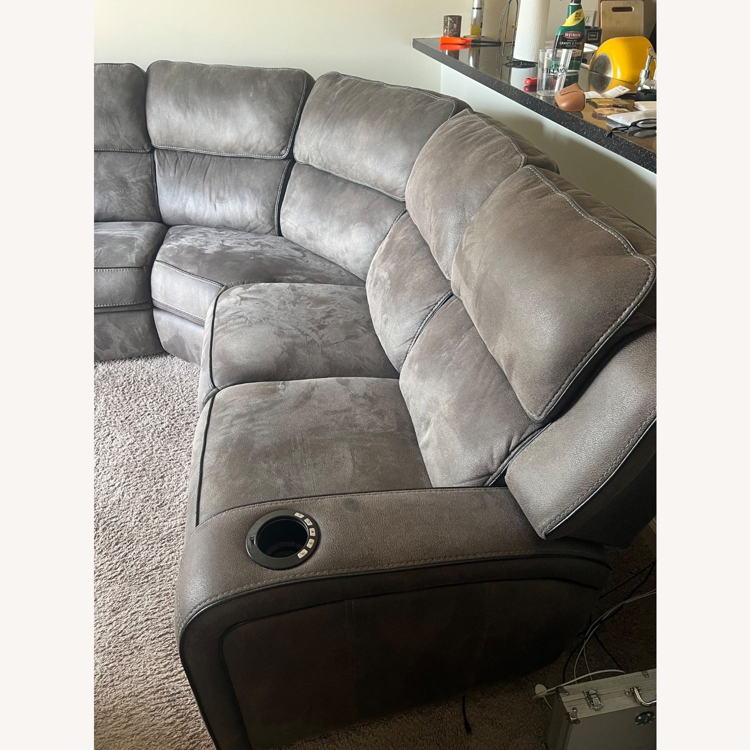 Light Gray Fabric 3+ Piece Sectional - image-4