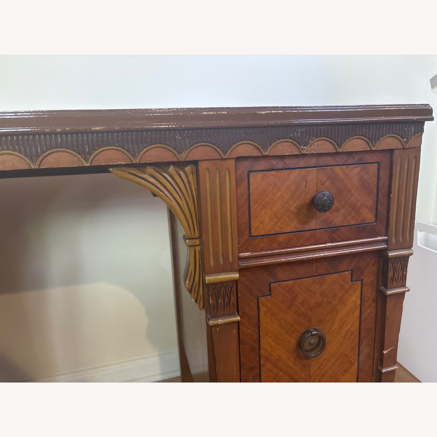 Vintage/Antique Dark Brown Wood Desk - image-5